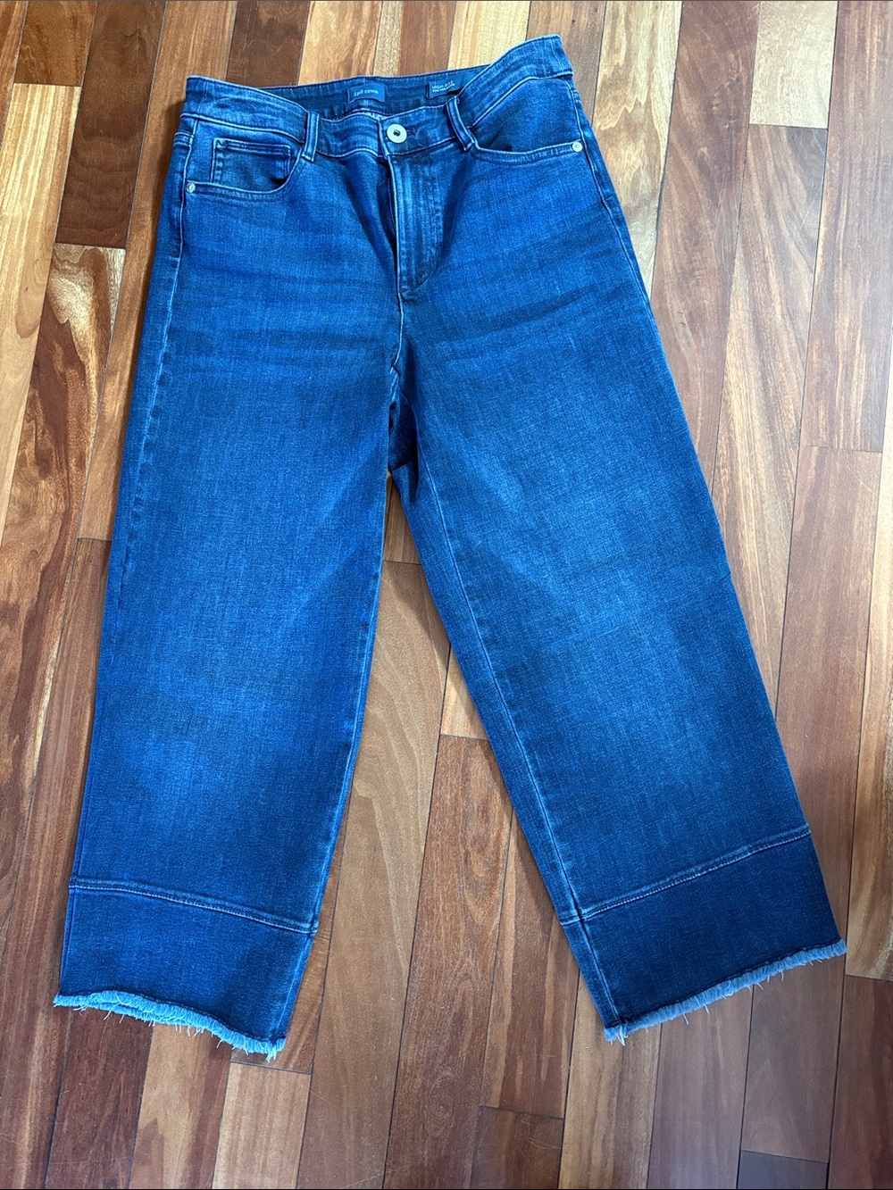 High-Rise Cropped Wide-Leg Jeans in Deep Blue